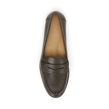 Lauren Ralph Lauren Women's Wynnie Nappa Leather Loafer Dark Olive 7 Medium
