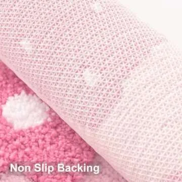 Soft Pink Strawberry Bathroom Rug - Non-Slip, Washable