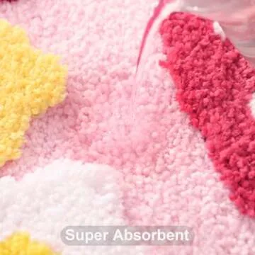 Soft Pink Strawberry Bathroom Rug - Non-Slip, Washable