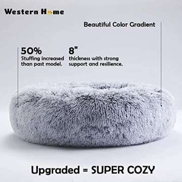 Western Home Faux Fur Original Calming Dog & Cat Bed for Small Medium Large Pets, Indoor Cats, Anti ...