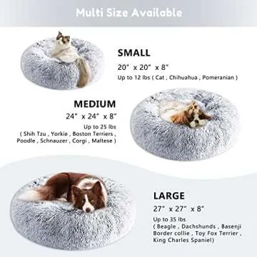 Western Home Faux Fur Original Calming Dog & Cat Bed for Small Medium Large Pets, Indoor Cats, Anti Anxiety Donut Cuddler Round Warm Washable (20", Light Grey)