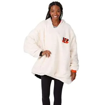 FOCO NFL Cincinnati Bengals Unisex Reversible Oversized Sherpa Hoodie Sweatshirt Colorblock HoodeezReversible Oversized Sherpa Hoodie Sweatshirt Colorblock Hoodeez, Colorblock, One Size