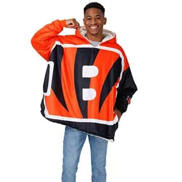 FOCO NFL Cincinnati Bengals Unisex Reversible Oversized Sherpa Hoodie Sweatshirt Colorblock HoodeezReversible Oversized Sherpa Hoodie Sweatshirt Colorblock Hoodeez, Colorblock, One Size