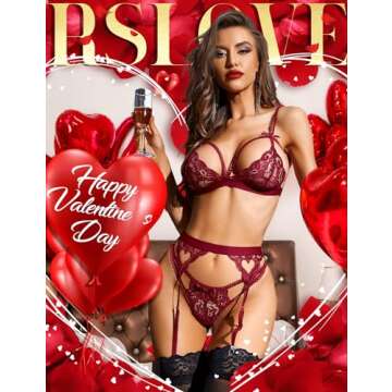 RSLOVE Women Lingerie Set Plus Size Lingerie for Women Lace Teddy Strap Babydoll Bodysuit with Garte...