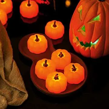LED Pumpkin Candles - Safe, Reusable, Ideal for Halloween