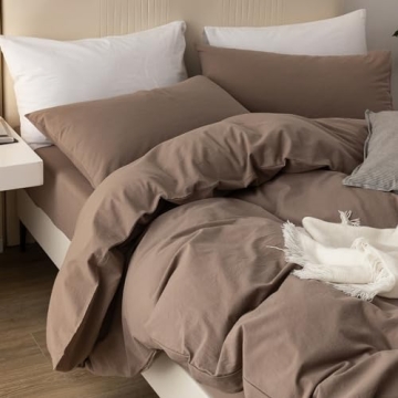 JIYUAN Washed Cotton Duvet Cover Set for All Seasons