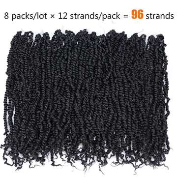 TOYOTRESS TIANA Passion Twist Hair - 20 inch 8 packs (12strands/pack) Pre-Twisted Passion Twist Crochet Hair, Pre-Looped Crochet Braids Synthetic Braiding Hair Extension (20 Inch, 1B)