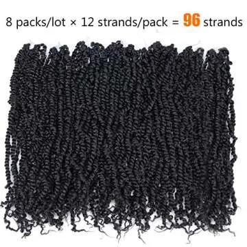 TOYOTRESS TIANA Passion Twist Hair - 20 inch 8 packs (12strands/pack) Pre-Twisted Passion Twist Crochet Hair, Pre-Looped Crochet Braids Synthetic Braiding Hair Extension (20 Inch, 1B)