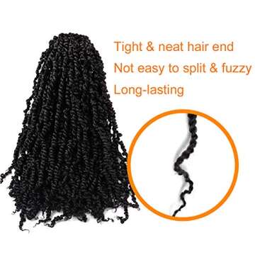 TOYOTRESS TIANA Passion Twist Hair - 20 inch 8 packs (12strands/pack) Pre-Twisted Passion Twist Crochet Hair, Pre-Looped Crochet Braids Synthetic Braiding Hair Extension (20 Inch, 1B)