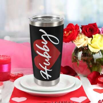 Joyseller Valentine's Day Gifts for Him, 20 OZ Husband Tumbler Mug with Lid, Romantic Valentine’s ...