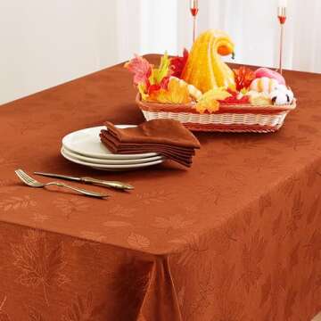Smiry Thanksgiving Tablecloth 60x84 Inch, Fall Waterproof Damask Table Cloth for Rectangle Table, Au...