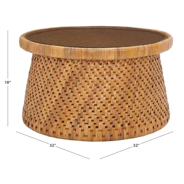 Elegant SAFAVIEH Coastal Rattan Round Coffee Table