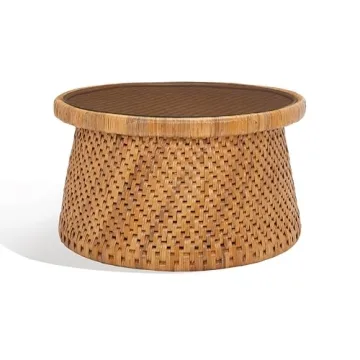 Elegant SAFAVIEH Coastal Rattan Round Coffee Table