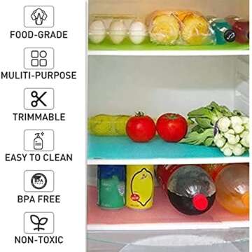 8 Pcs Refrigerator Liners, Washable Mats Covers Pads,Home Kitchen Gadgets Accessories Organization f...