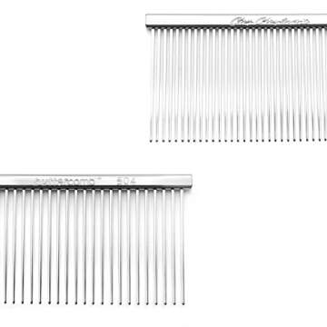 Chris Christensen 504 8.5 in. Fine/Coarse Greyhound-Style Butter Comb, Groom Like a Professional, Rounded Corners Prevent Friction and Breakage, Solid Brass Spin with Steel Teeth, Chrome Finish.
