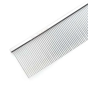 Chris Christensen 504 8.5 in. Fine/Coarse Greyhound-Style Butter Comb, Groom Like a Professional, Rounded Corners Prevent Friction and Breakage, Solid Brass Spin with Steel Teeth, Chrome Finish.