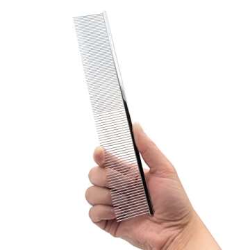 Chris Christensen 504 8.5 in. Fine/Coarse Greyhound-Style Butter Comb, Groom Like a Professional, Rounded Corners Prevent Friction and Breakage, Solid Brass Spin with Steel Teeth, Chrome Finish.