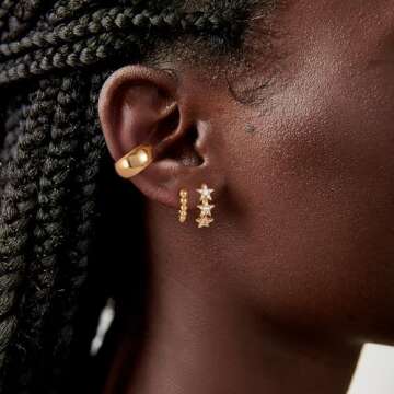 DREMMY STUDIOS Gold Ear Cuff Earrings - Non Pierced 14K Gold Huggie Hoops