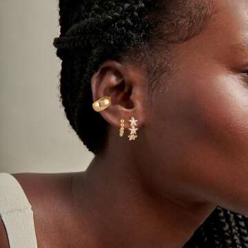 Gold Ear Cuff Earrings - 14K Gold Plated Huggie Style