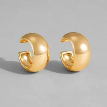 Gold Ear Cuff Earrings - 14K Gold Plated Huggie Style
