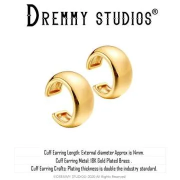 Gold Ear Cuff Earrings - 14K Gold Plated Huggie Style