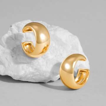 Gold Ear Cuff Earrings - 14K Gold Plated Huggie Style