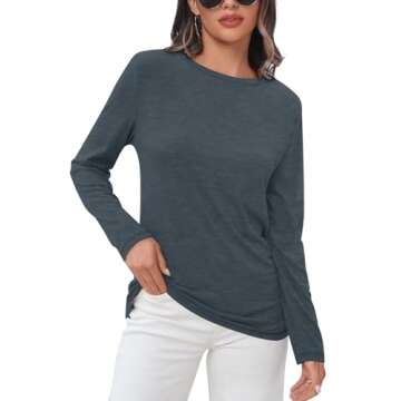 Bliwov 2 Pack Womens Long Sleeve T Shirts Round Neck Basic Tees 2024 Fashion Tunic Tops
