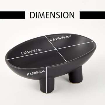 Denique Ceramic Fruit Bowl for Kitchen Counter, 10inch 3-Legs Decorative Bowl for Table Decor, Ceram...