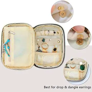Teamoy Small Jewelry Travel Case, Portable Jewelry Organizer Bag for Earrings, Necklace, Rings and More, Small, Gray-(Bag Only)