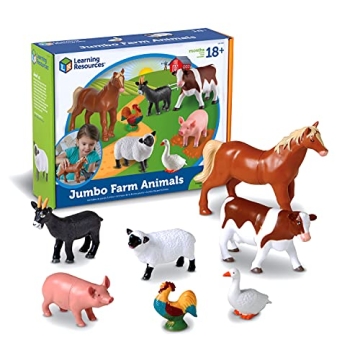 Learning Resources Jumbo Farm Animals - Safe, Fun, and Durable Toy Set for Toddlers