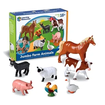 Learning Resources Jumbo Farm Animals - Safe, Fun, and Durable Toy Set for Toddlers