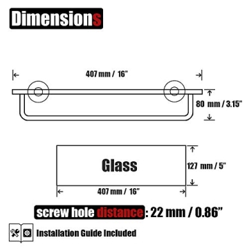 JQK Bathroom Glass Shelf with Towel Bar and Gold Finish