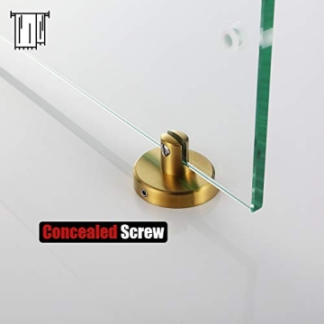 JQK Bathroom Glass Shelf with Towel Bar and Gold Finish