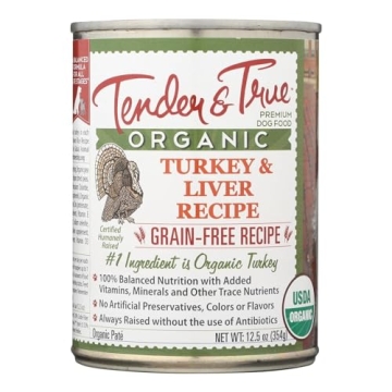 Tender & True Pet Nutrition Organic Turkey & Liver Recipe Grain-Free Canned Dog Food - 12 Pack