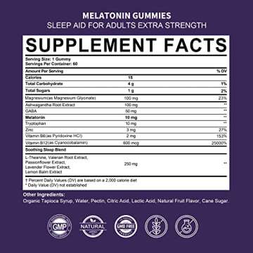 2 Pack Melatonin Gummies 10mg 20mg for Adults, Extra Strength with L-theanine, Tryptophan, B6, B12, ...
