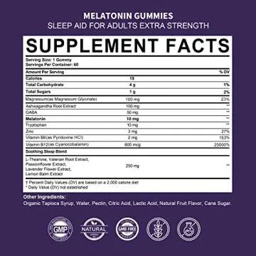 2 Pack Melatonin Gummies 10mg 20mg for Adults, Extra Strength with L-theanine, Tryptophan, B6, B12, ...