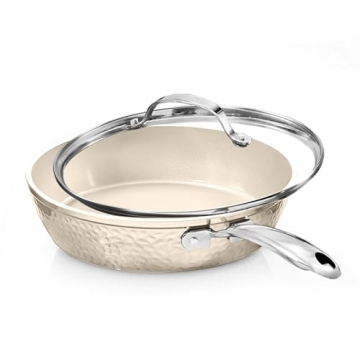 GOTHAM STEEL Hammered 10 Inch Non Stick Frying Pans with Lid, Frying Pans Nonstick with Lid, Healthy...