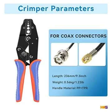 HKS Coax Ratchet Crimping Tool Kit for Coaxial RG Cable RF Connector with 5 Changeable Dies, Rotary Coaxial Cable Stripper/Cutter and Stripper/Cutter Piler