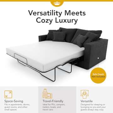 DynastyMattress Full Size Gel Memory Foam Sofa Bed Mattress