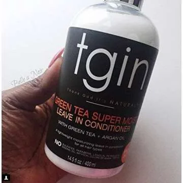 tgin Green Tea Super Moist Leave in Conditioner for Curly, Coily and Wavy Hair, with Argan Oil, Shea Butter and Green Tea, Moisturizes and Nourishes Dry Hair, 13 oz