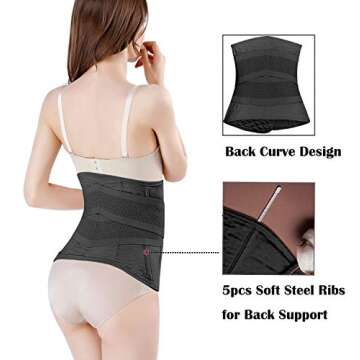 Postpartum Girdle C-Section Recovery Belt Back Support Belly Wrap Belly Band Shapewear (Black, M)