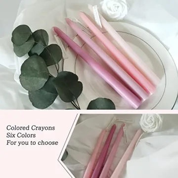 4 PCS Rose Scented Pink Gradient Taper Candles