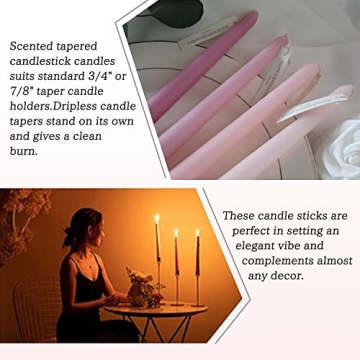 4 PCS Rose Scented Pink Gradient Taper Candles