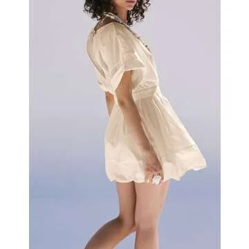 Zontroldy Women's Casual Beach Cotton Mini Dress with Pockets