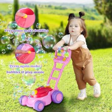 Upgraded Bubble Lawn Mower for Toddlers1-3, Kids Bubble Blower Machine, Birthday Easter Gifts Party ...