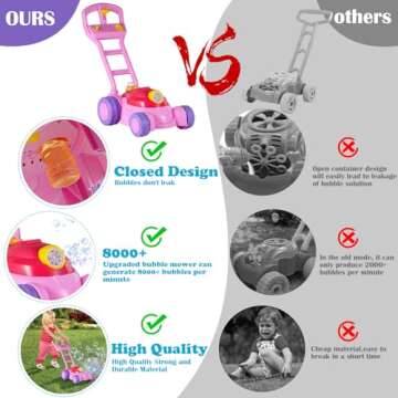 Upgraded Bubble Lawn Mower for Toddlers1-3, Kids Bubble Blower Machine, Birthday Easter Gifts Party Favors Outdoor Bubbles Toys for Preschool Baby Boys Girls Age 1 2 3 4 5 6 Year Old