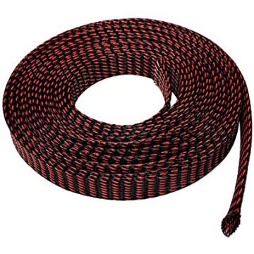50 FT 3/8" 9mm Black Red Expandable Wire Cable Braided Sleeving Sheathing Loom Tubing US