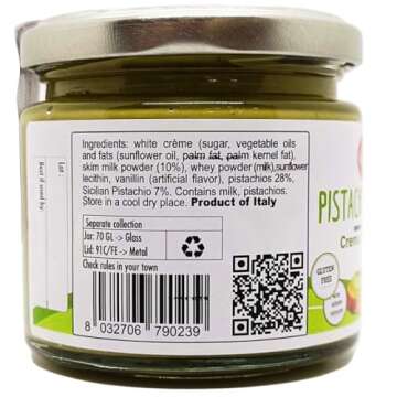 GUSTO ETNA Pistachio Butter Sweet Spreadable Cream, 6.7 oz (190g) Rich & Nutty Pistachios Cream for ...