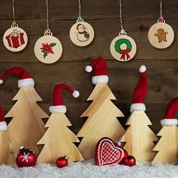 Pojah 60Pcs Wooden Christmas Ornaments for Crafts