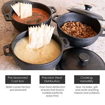 Mini Cast Iron Dutch Oven Set of 3 for Versatile Cooking